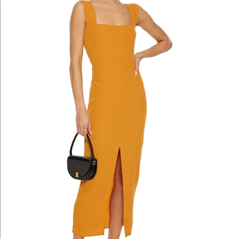 Reformation Graciella split-front crepe midi dress